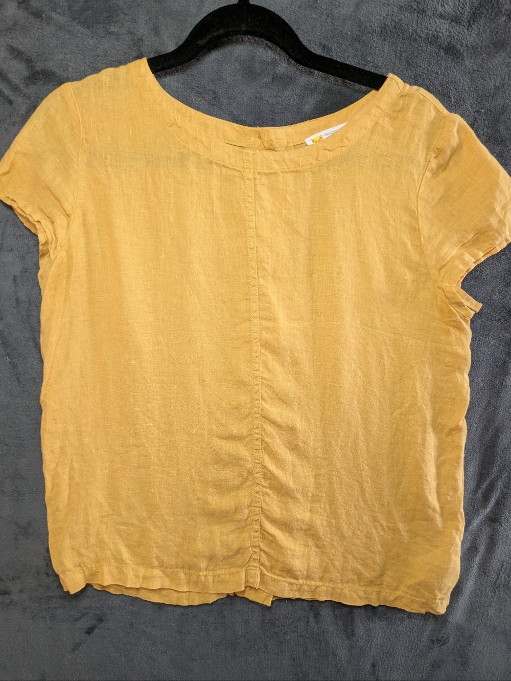 Women's Mustard Short-Sleeve Linen Top #432